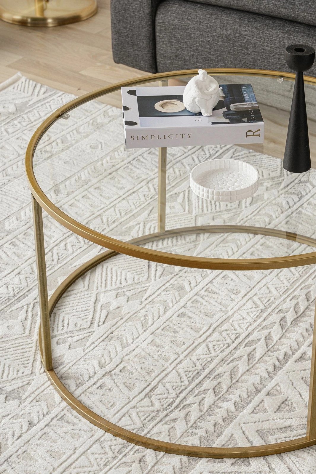 Tavolinë kafeje Hanah Home, Berlin 80, ngjyrë ari, transparente