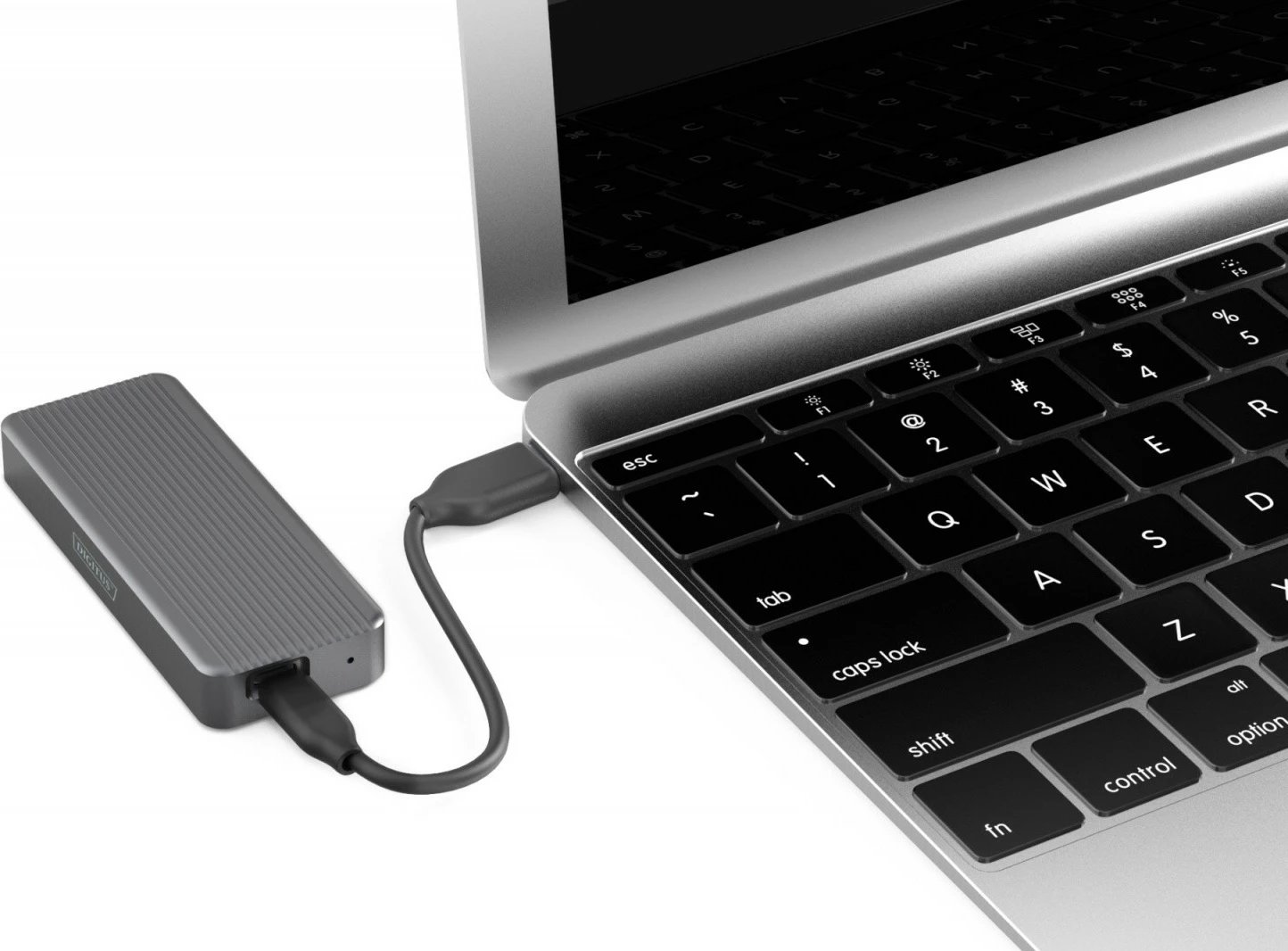 Kasë Digitus DA-71157 për SSD M.2 NVMe, USB 3.2 Type C, 20 Gb/s, Alumini, Gri
