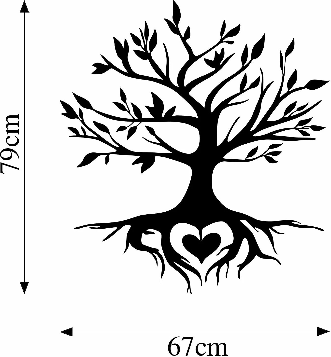 Aksesor dekorativ metalik për mur, pemë me zemër, Wallity