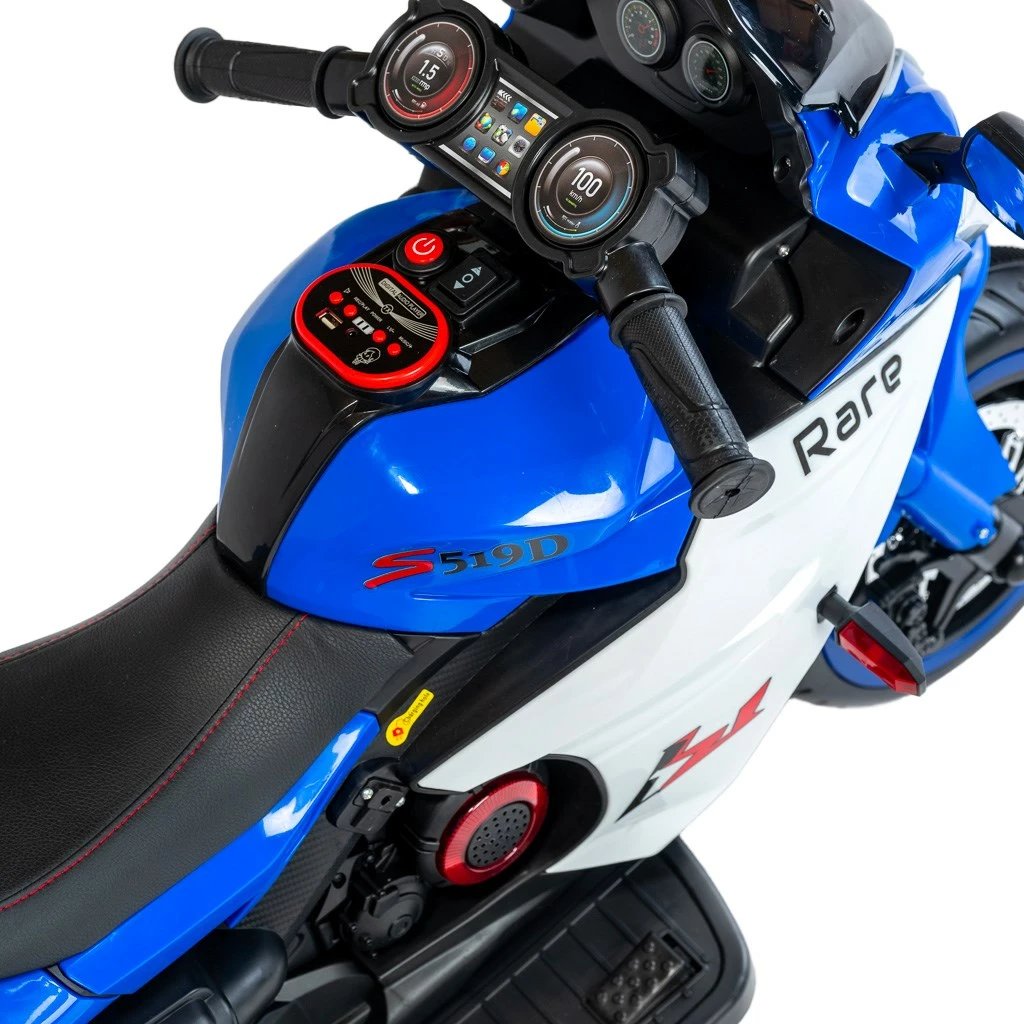 Motoçikletë elektrike për fëmijë, Baby Mix Rare, 6V 7Ah, 2x motor 380, 3 rrota, blu