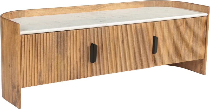 Komodë TV ORGANIC BITTER, 2 dyer, ngjyrë arre-bardhë, 147x45x50