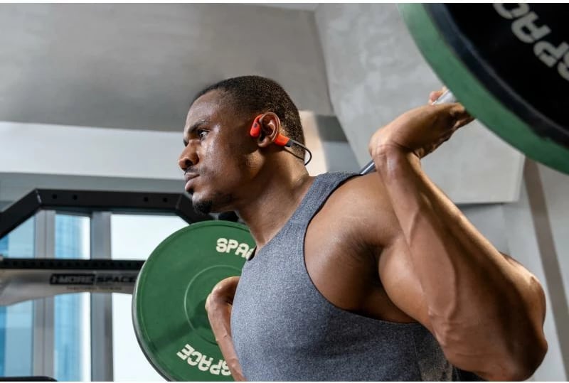 Kufje sportive Shokz OpenSwim Pro S711GY, me përçim kockor, pa mbulim të veshit, gri