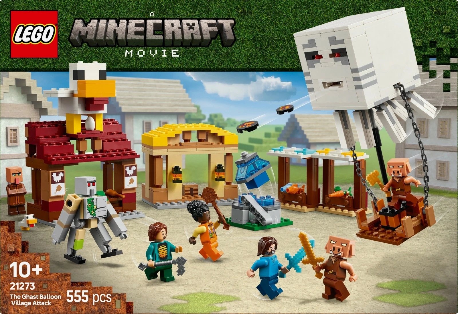 Set LEGO Minecraft 21273 Balloon Ghost Attack on Village, 555 pjesë