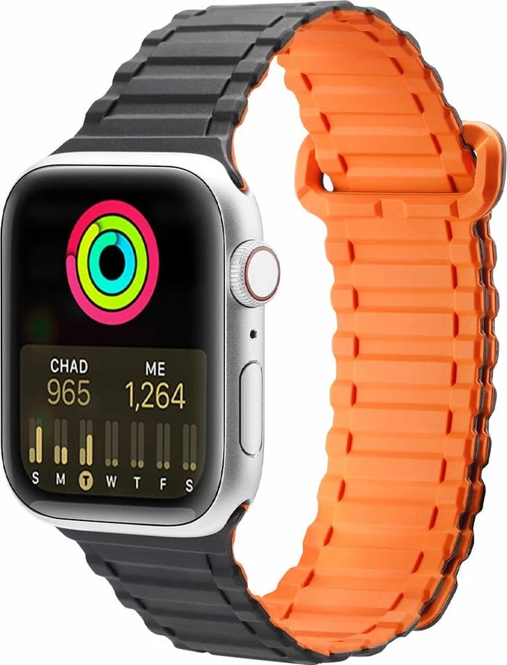 Rrip silikoni magnetik për Apple Watch Dux Ducis Armor, 38/40/41mm, zi-portokalli