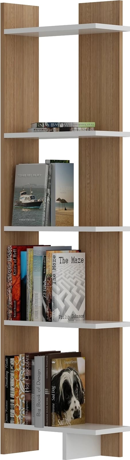 Raft librash Hanah Home, Als, ngjyrë dru tik dhe e bardhë