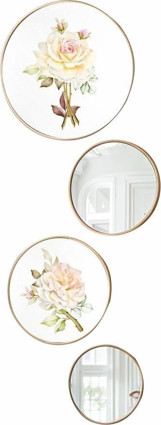 Set dekorativ me piktura MDF të kornizuara dhe pasqyra (4 copë), Wallity, Roundmirrorset - 0001