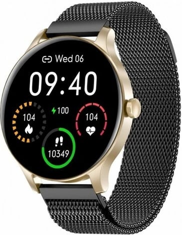 SmartWatch GARETT CLASSY GOLD-BLACK, STEEL (IP68 waterproof)