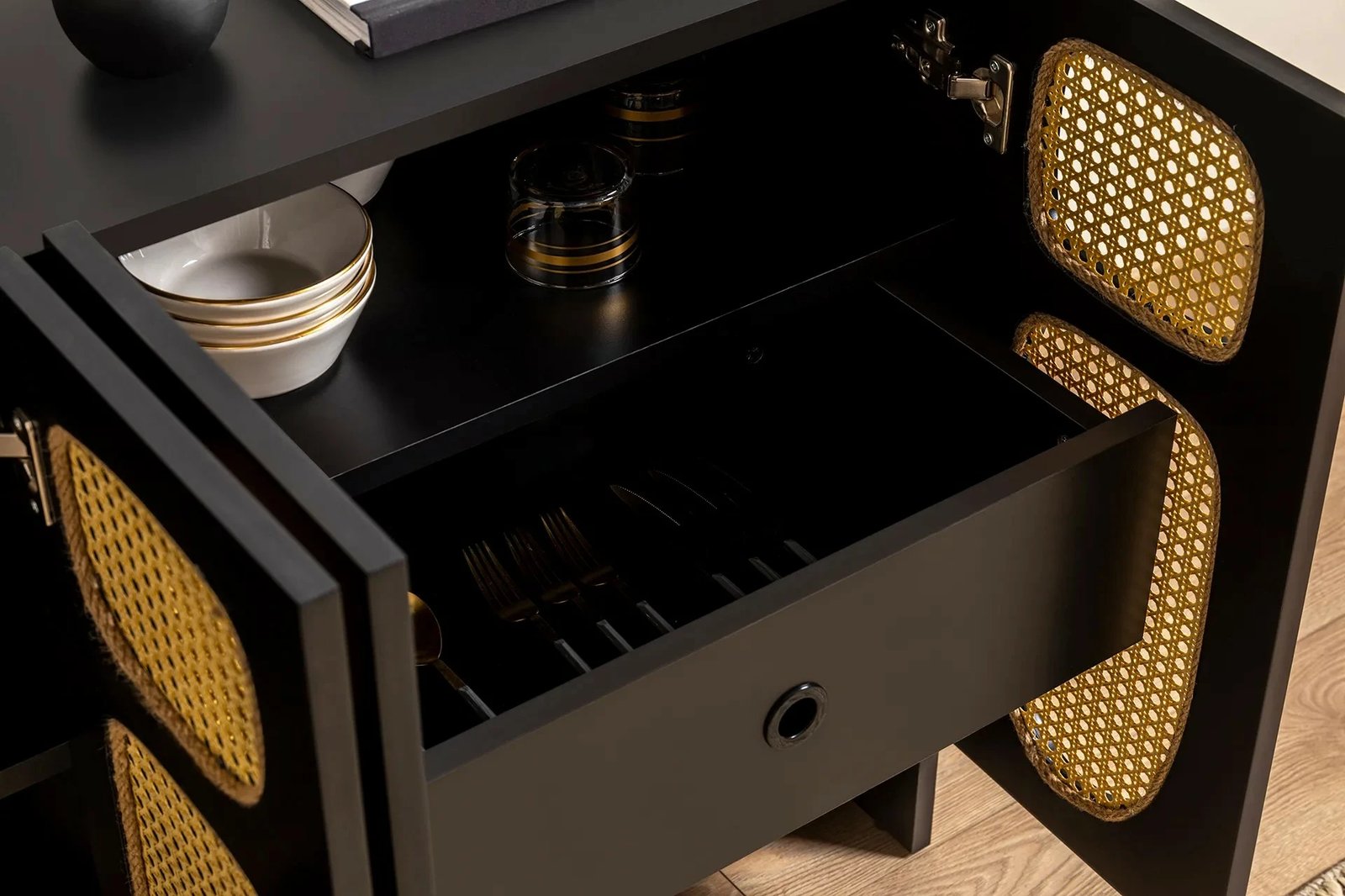 Konsolë Hanah Home Simona 80, e zezë