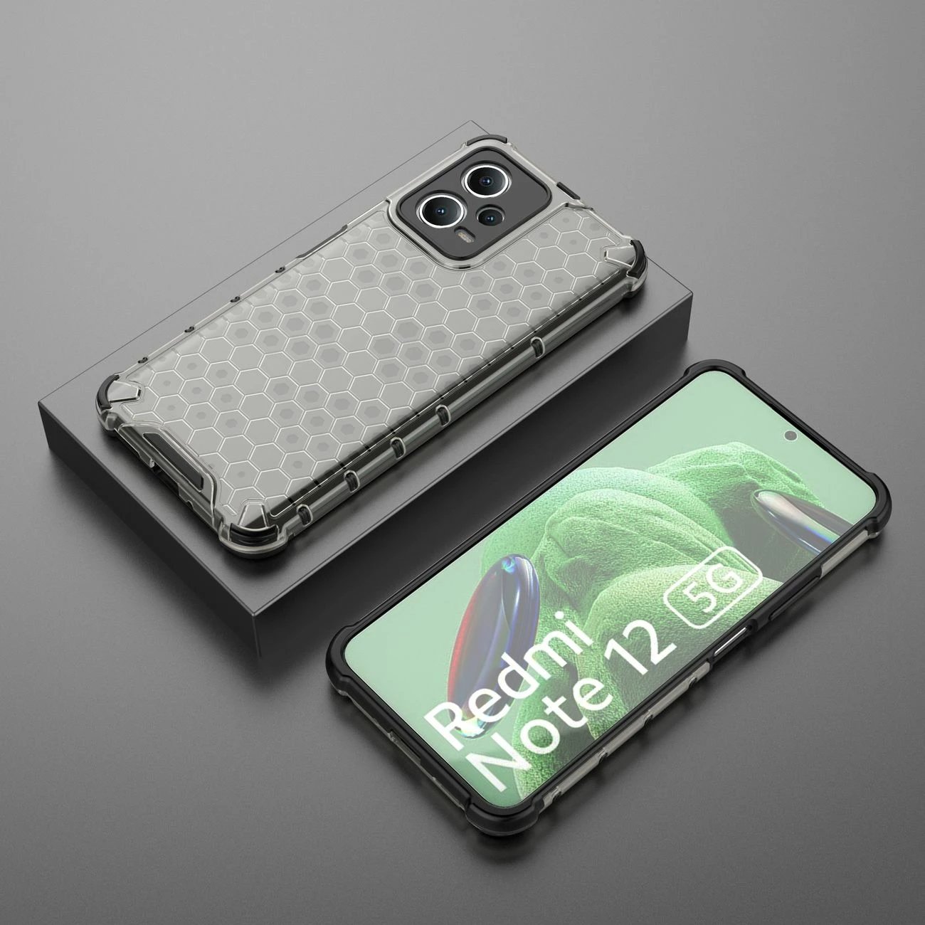 Mbështjellës Hurtel Honeycomb për Xiaomi Redmi Note 12 5G / Poco X5 5G, i zi