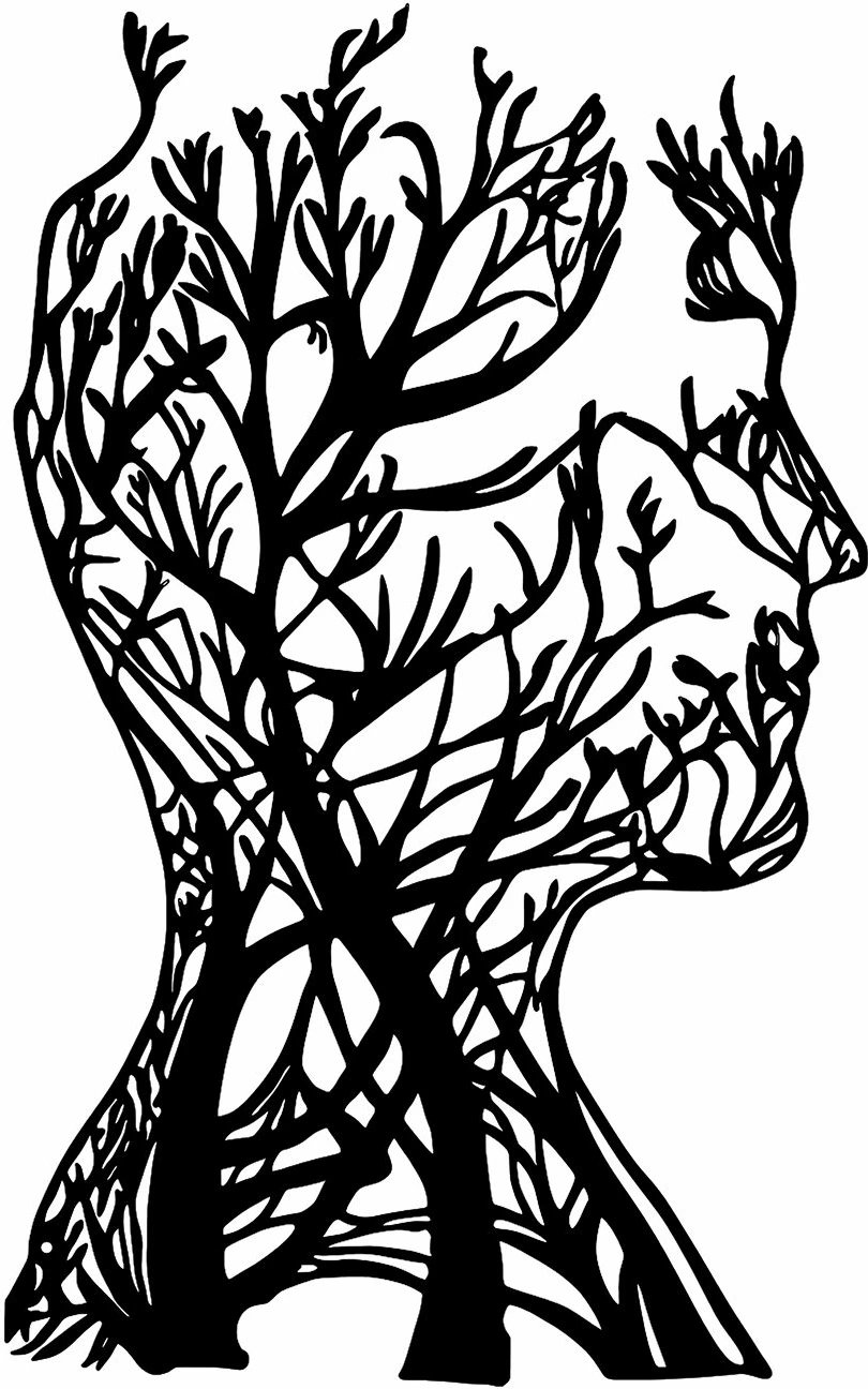 Aksesor dekorativ metalik për mur, Tree Man, Wallity, 27x43cm