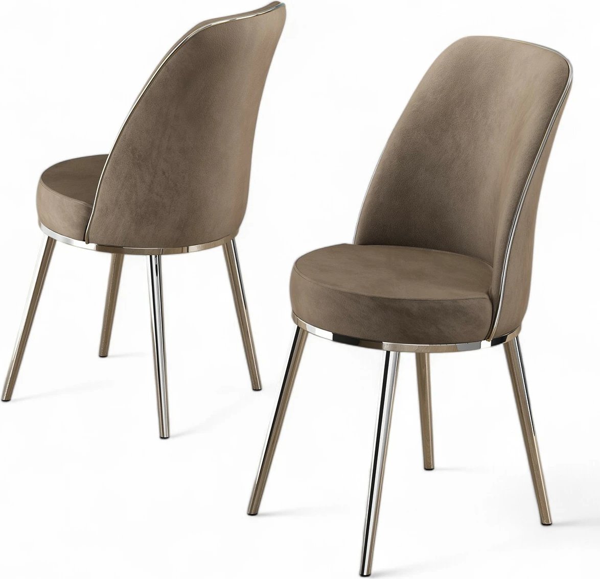 Set karrigesh (6 copë), Hanah Home, Pefa, kapuçino, krom