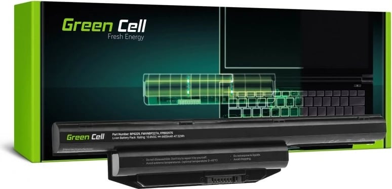 Bateri laptopi Green Cell FS31, 4400 mAh, 11.1V, për Fujitsu LifeBook, Zezë
