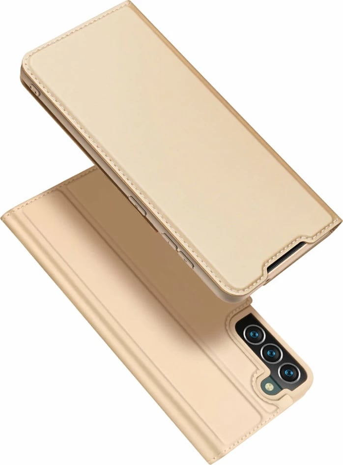 Mbështjellës Dux Ducis Skin Pro për Samsung Galaxy S22+, lëkurë ekologjike, me xhep, me qëndrim, ari