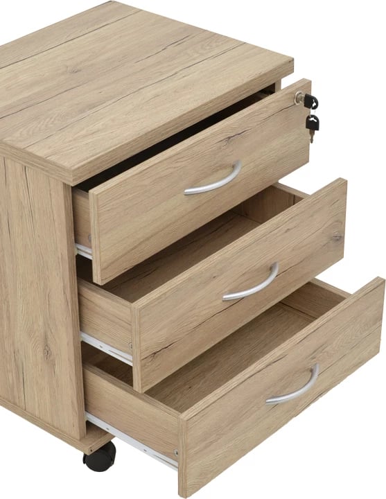 Komodë zyre me rrota, ngjyrë natyrale, Anze, 48x38x53cm