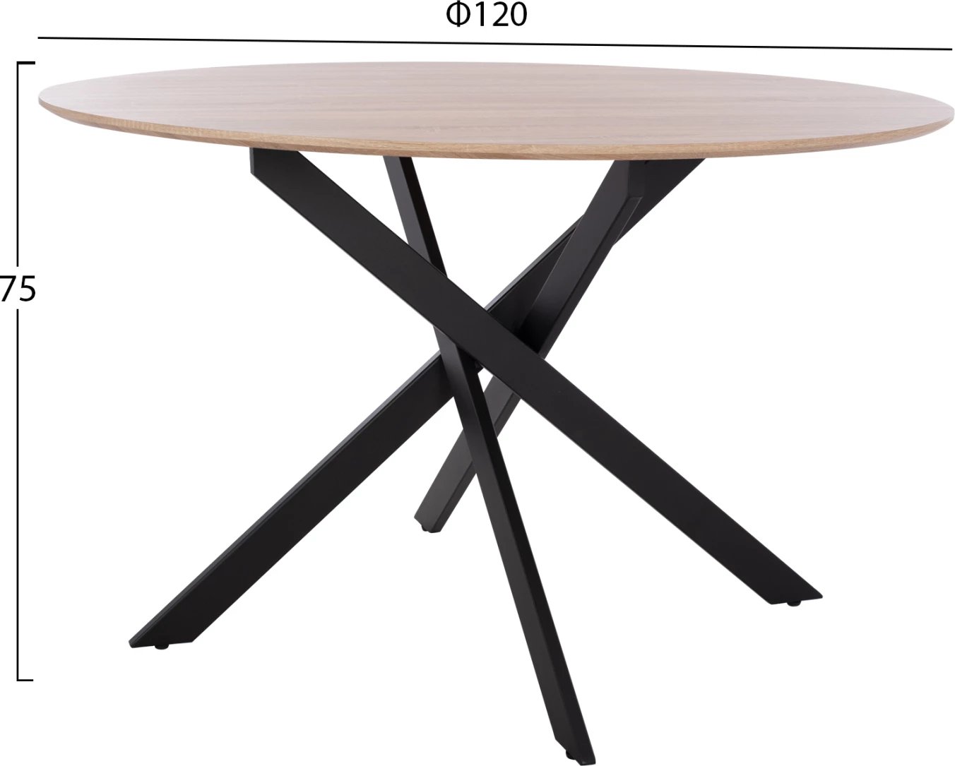 Tavolinë Rosario, sipërfaqe MDF sonama & këmbë metalike FH8742.01 Φ120Χ75 cm