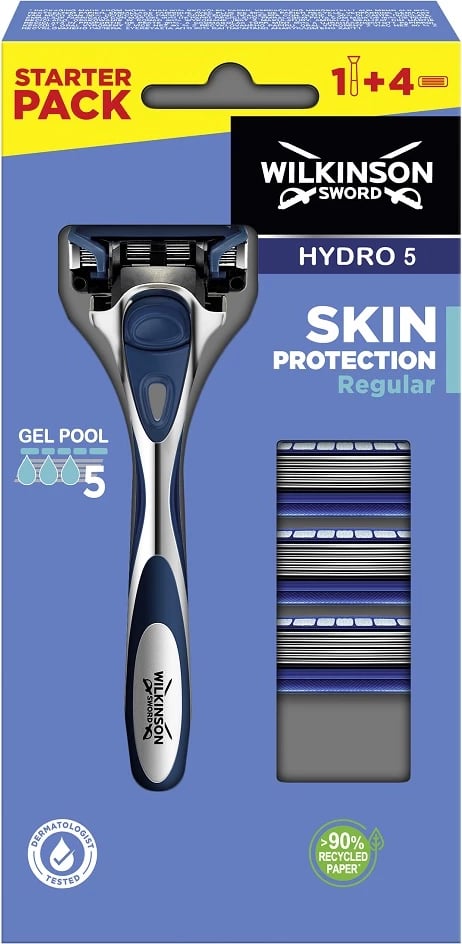 Brisk rroje për meshkuj Wilkinson Hydro 5 Skin Protection Regular, 1 copë + 4 rezerva