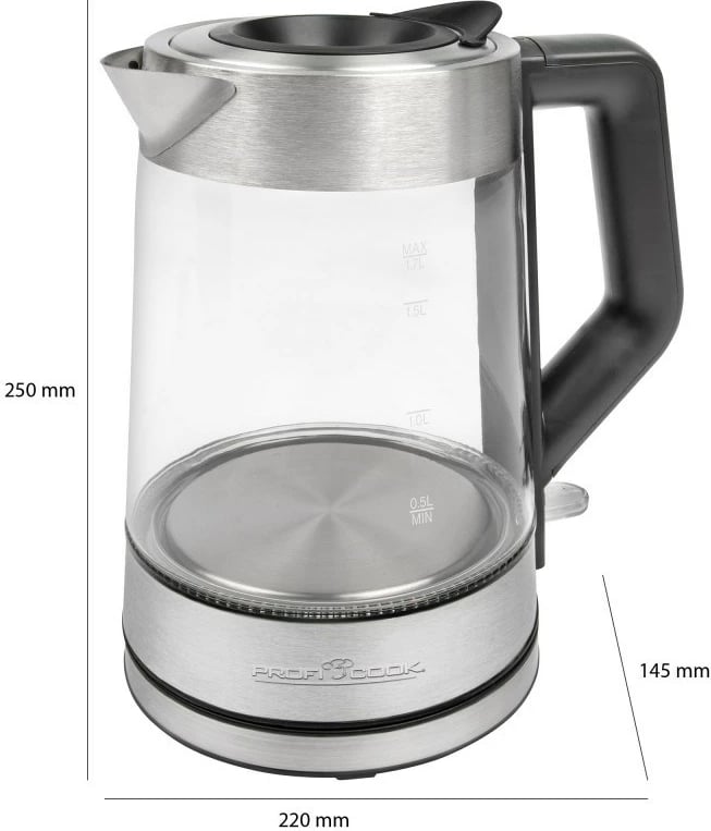 Vluese uji Proficook PC-WKS, 2200 W, 1.7 L, xham, e bardhë 