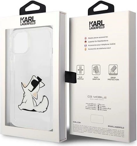 Mbështjellës Karl Lagerfeld Choupette Fun për iPhone 14 Plus, Transparent