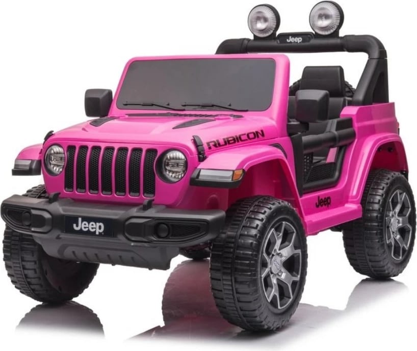 veturë elektrike për fëmijë, Baby Mix, Jeep Wrangler Rubicon, 12V 7Ah 2x35W, 2 ulëse, telekomandë 2.4GHz, rozë