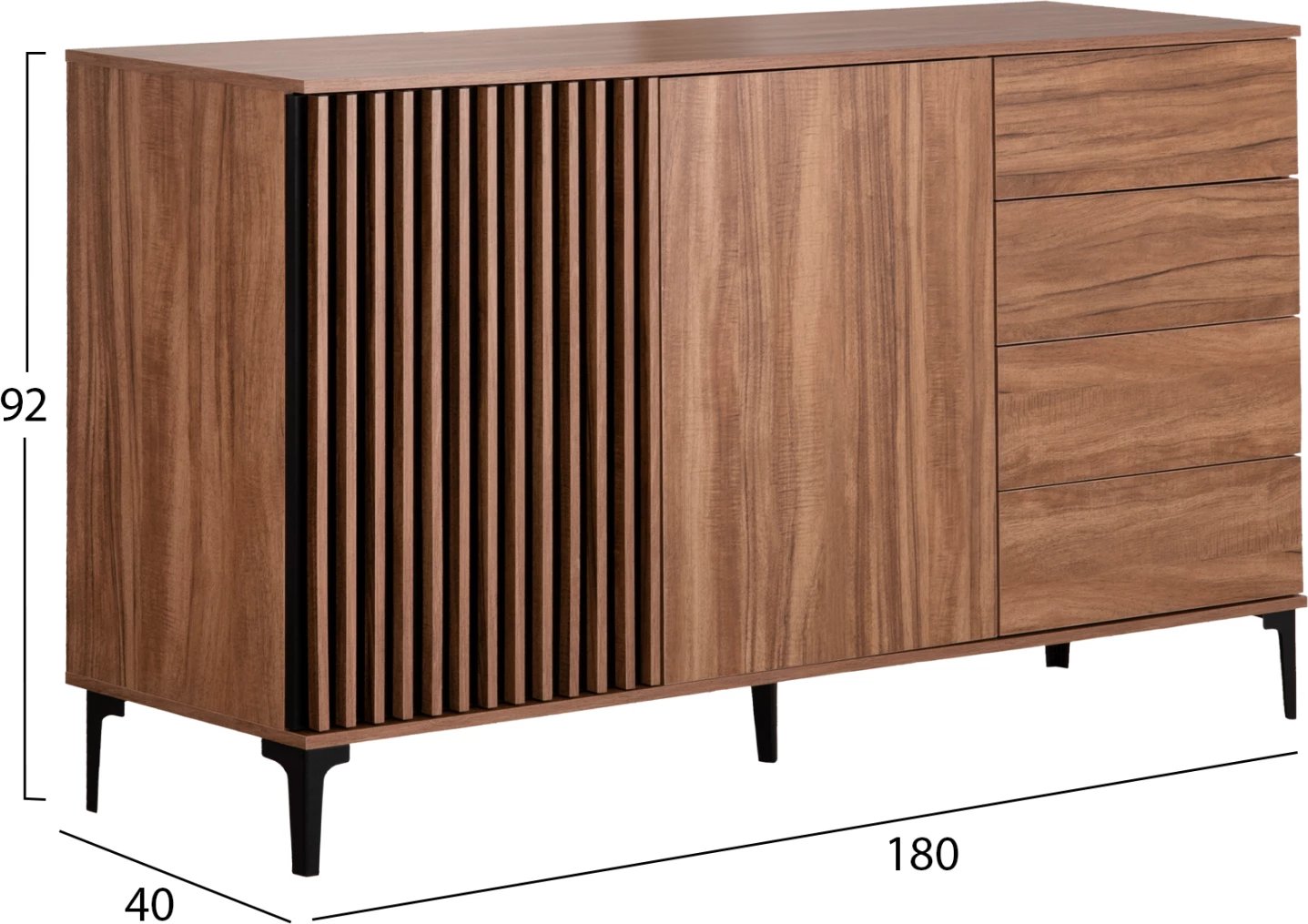 Bufe HARRY FH18006.01 melaminë, ngjyrë druri natyral dhe e zezë, 180x40x92H cm.