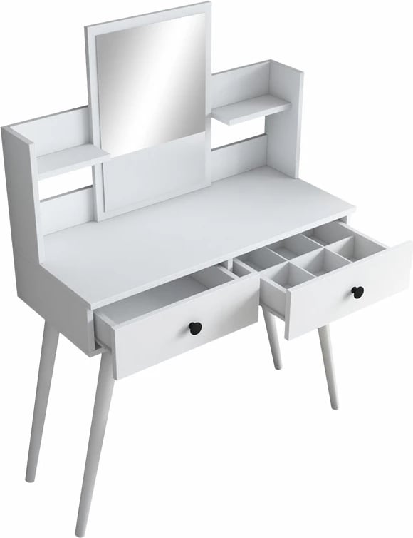 Tavolinë për grim me pasqyrë, Rainy,, e bardhë, 90x38.2x111.8cm