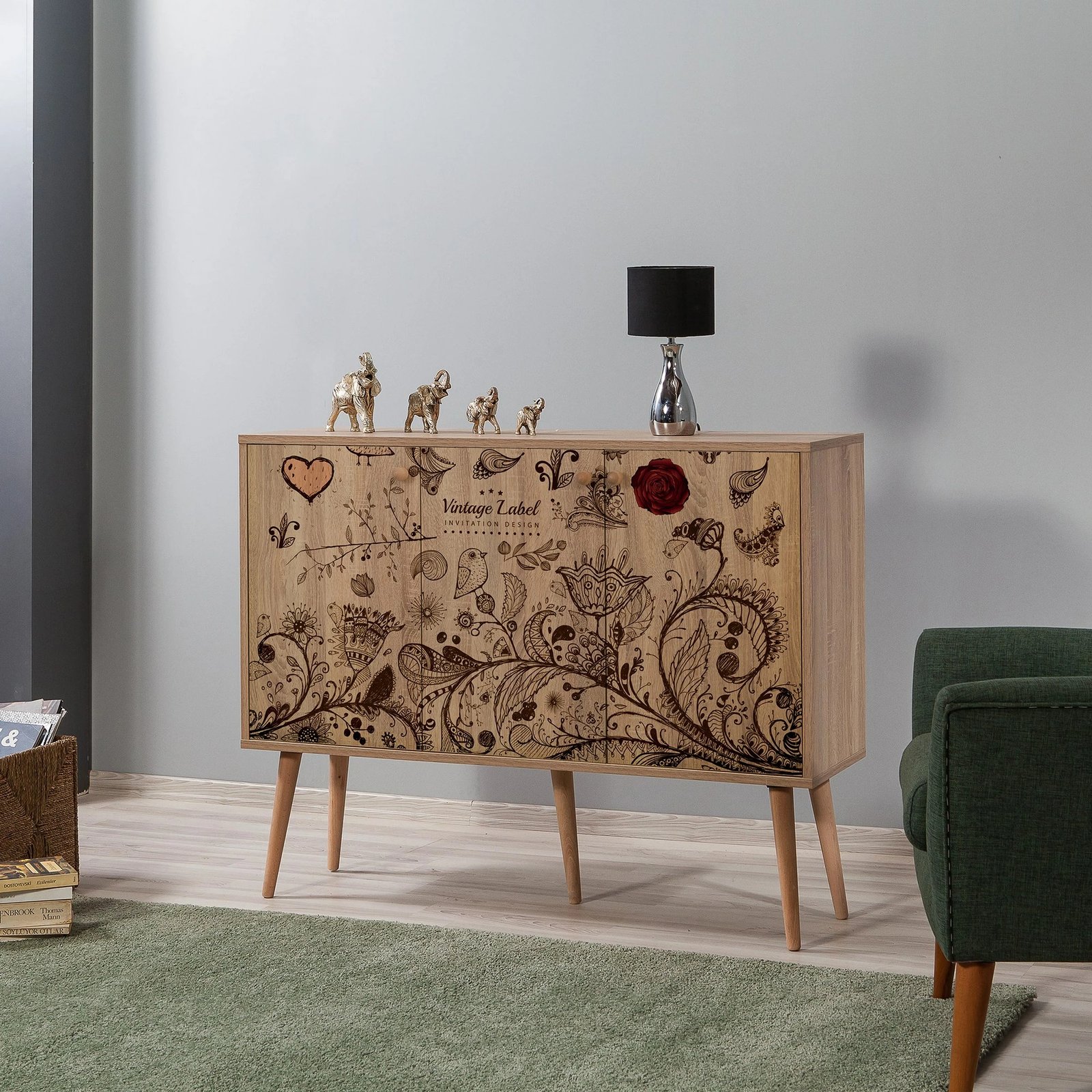 Konsol Hanah Home, Mega-731, ngjyrë lisi Sonoma