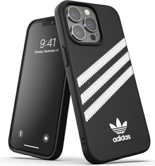 Mbështjellës Adidas OR Moulded Case PU për iPhone 13 Pro/13 6.1", zi bardhë