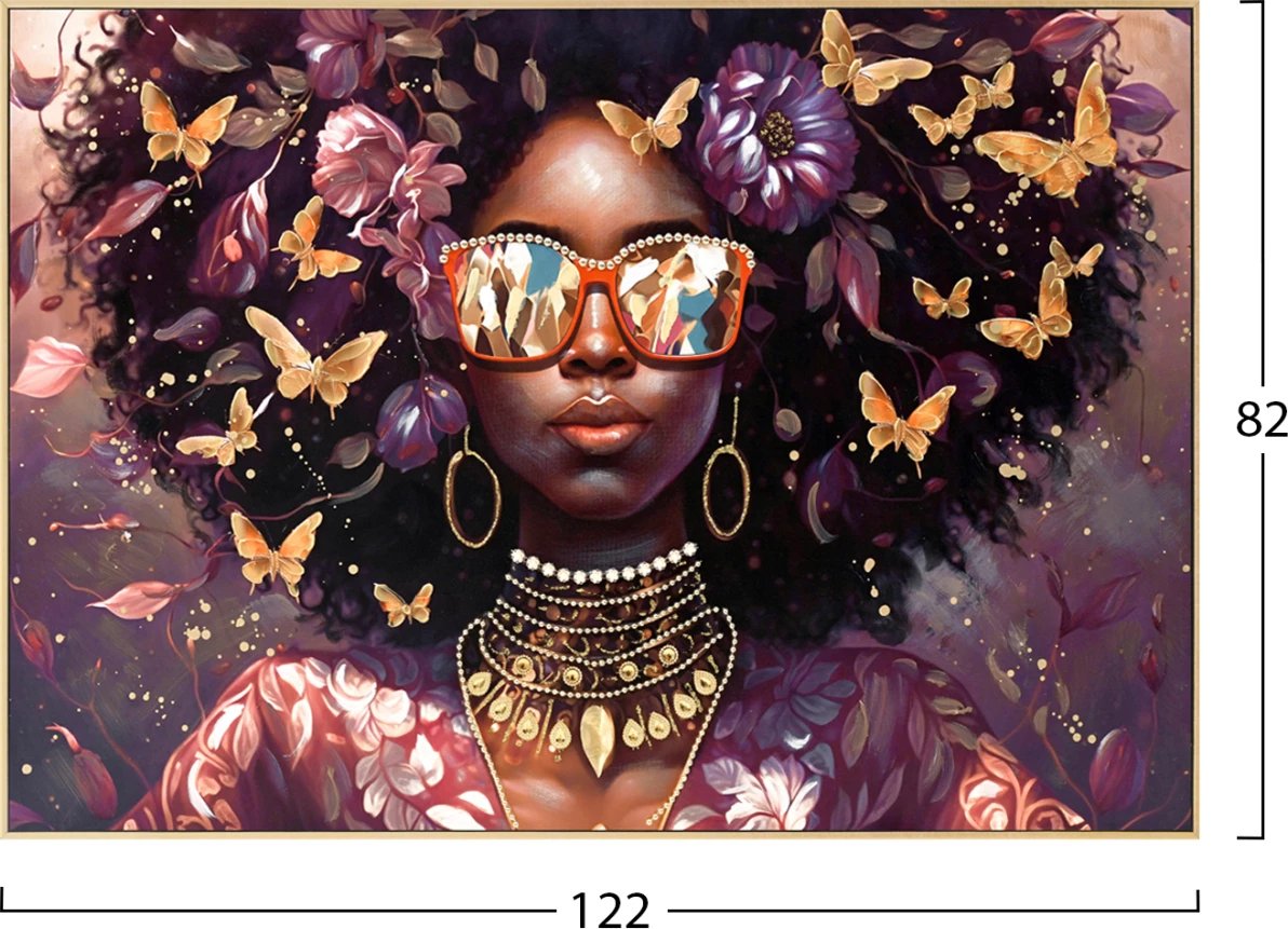 Pikturë muri FH4569, ngjyrë bezhë, kornizë PS, kanavacë e printuar, fytyra e gruas me syze, 82x4,5x82H cm