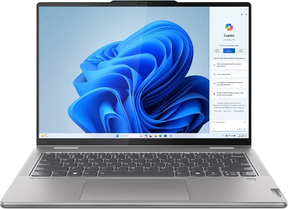 Laptop Lenovo 7 2-in-1, AMD Ryzen 5 8640HS, 14" Touch, 16 GB RAM, 1 TB SSD, Arctic Grey me çantë shpine