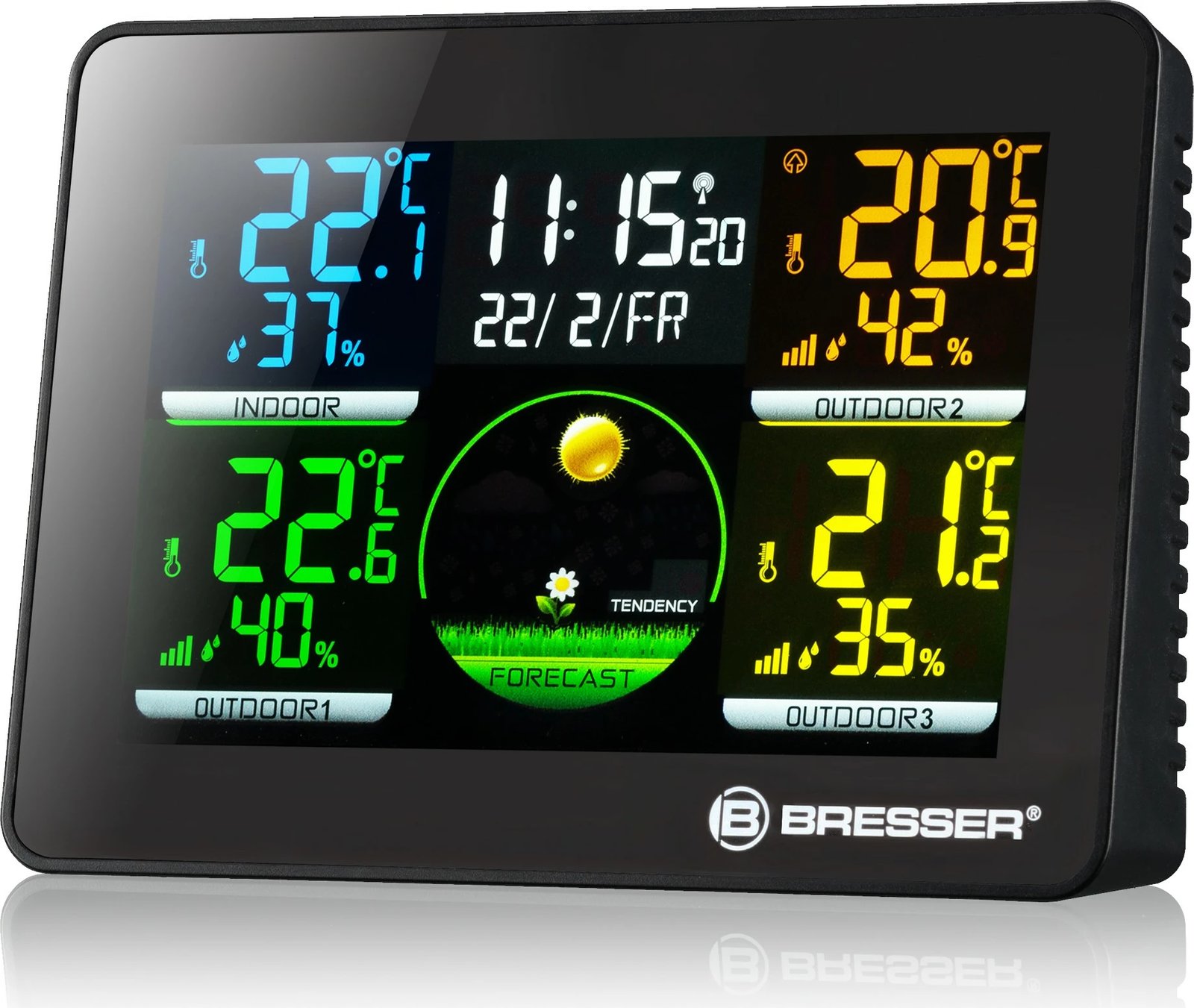 Termo-higrometër Bresser Quadro NLX me 3 sensorë wireless, ekran me ngjyra Termo-higrometër Bresser Quadro NLX me 3 sensorë wireless, ekran me ngjyra