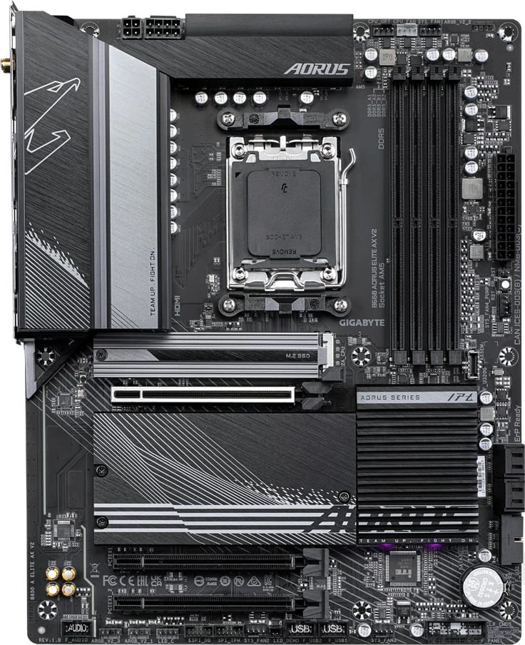 Pllakë amë Gigabyte B650 AORUS ELITE AX V2, Socket AM5, ATX, E zezë