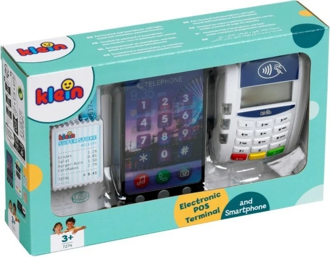 Set lodër, Klein 7274 terminal POS elektronik me celular, 7 pjesë, drita dhe tinguj, për moshat 3+, shumëngjyrësh