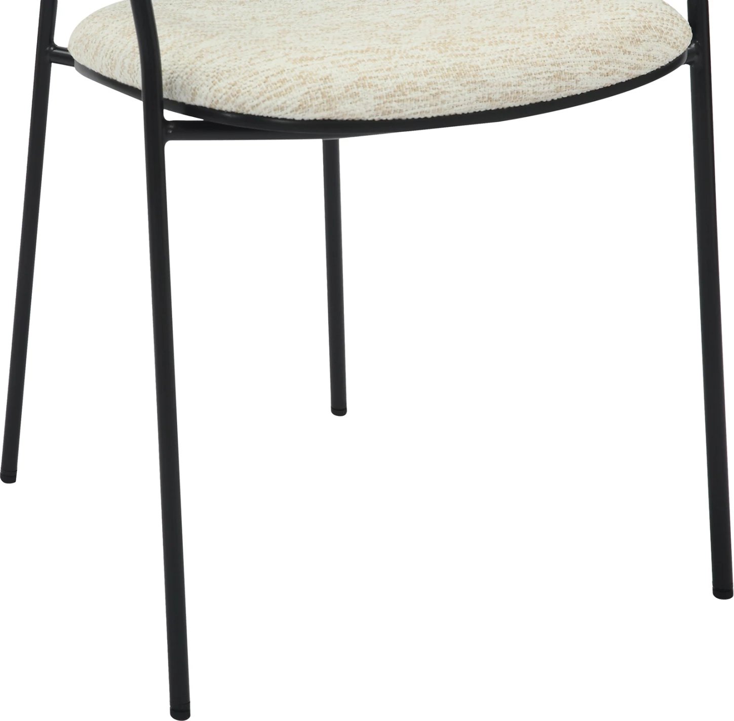 Karrige për ngrënie VIKKI FH9980.02 metal & dru në pëlhurë e zezë-krem, 54x54x75.5H cm, set prej 2 copë