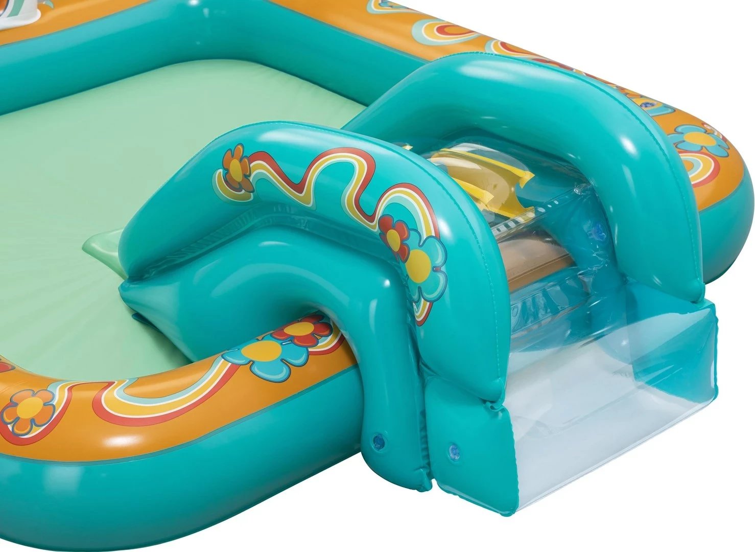 Qendër loje dhe pishinë fryrëse Bestway Retro Groove për fëmijë, 1.93 m x 1.52 m x 74 cm, shumëngjyrëshe