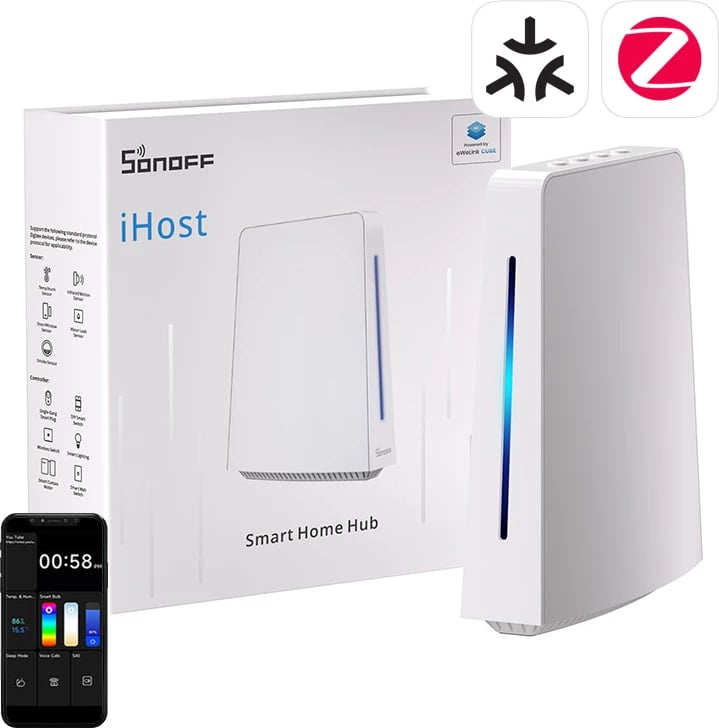 Qendër smart home Sonoff iHost AIBridge, 2GB RAM, 8GB memorie, Wi-Fi, ZigBee, Matter, e bardhë