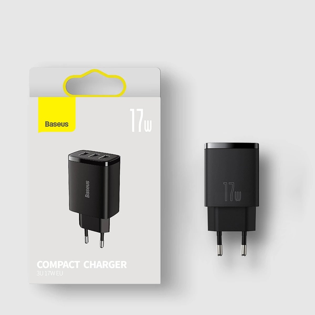 Karikues muri Baseus CCXJ020102, 3x USB, 17W, Bardhë