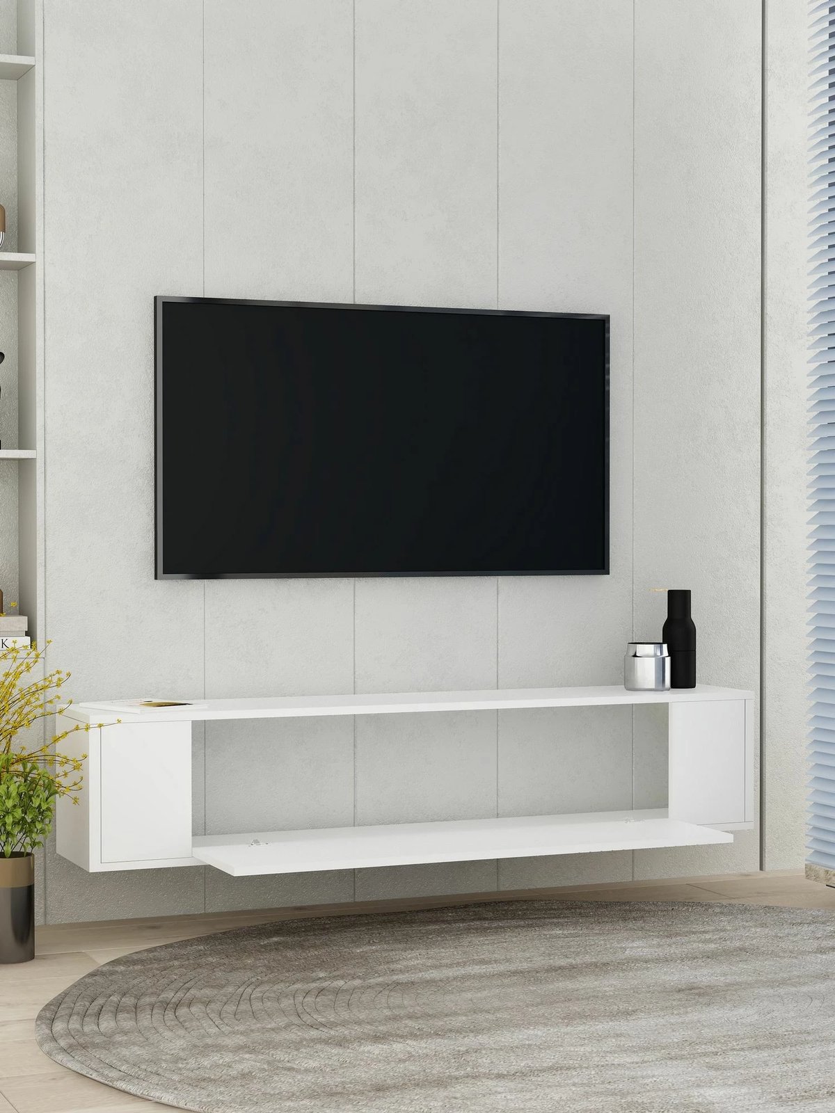 Komodë TV, ngjyrë e bardhë, Skye Decor, Restol 2