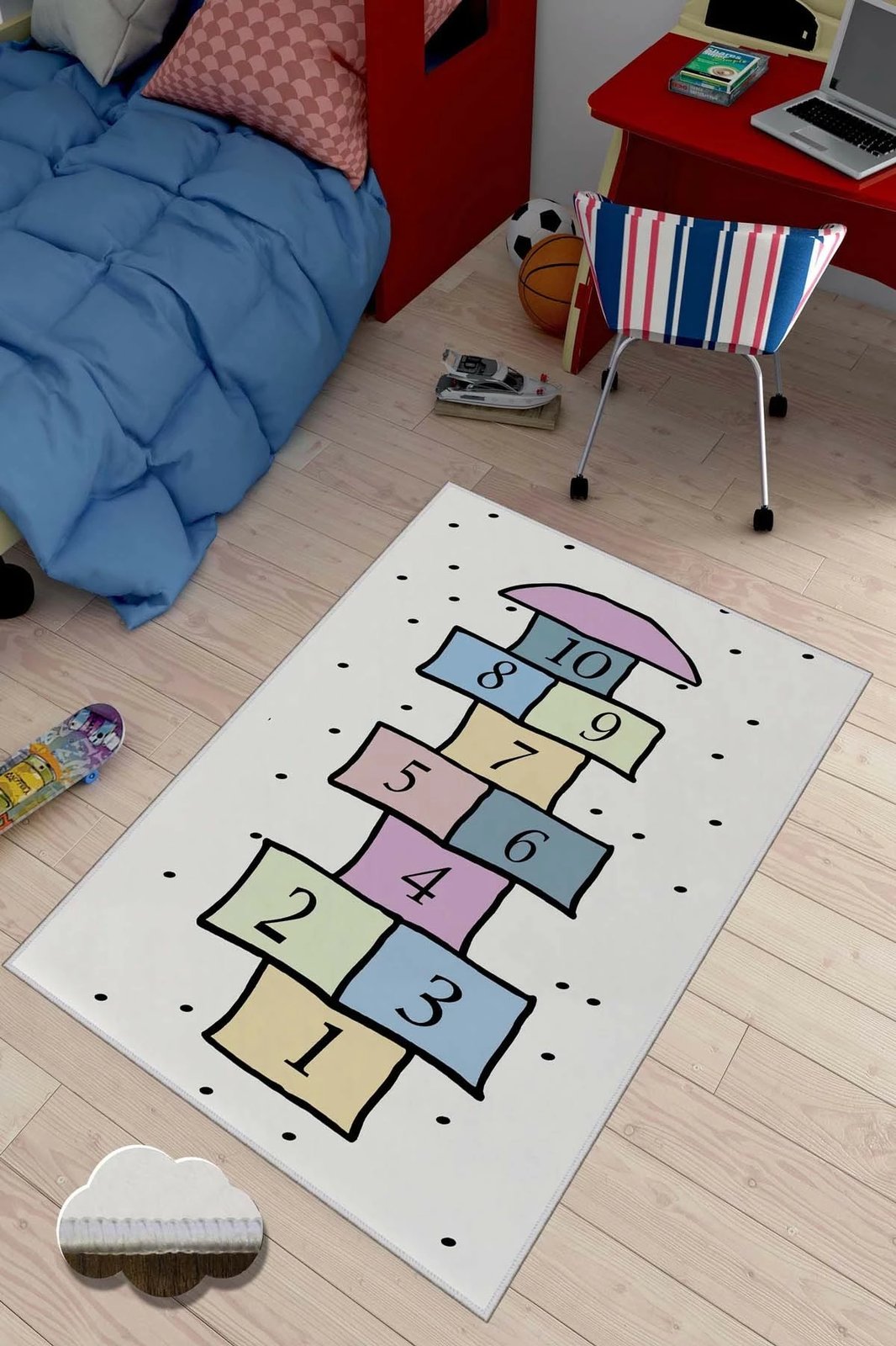 Qilim shumëngjyrësh për fëmijë, model hopscotch, 60x100cm, Conceptum Hypnose, HMNT508