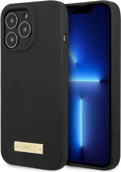 Mbështjellës Guess GUHMP13XSPLK për iPhone 13 Pro Max 6.7", silikon, MagSafe, zi