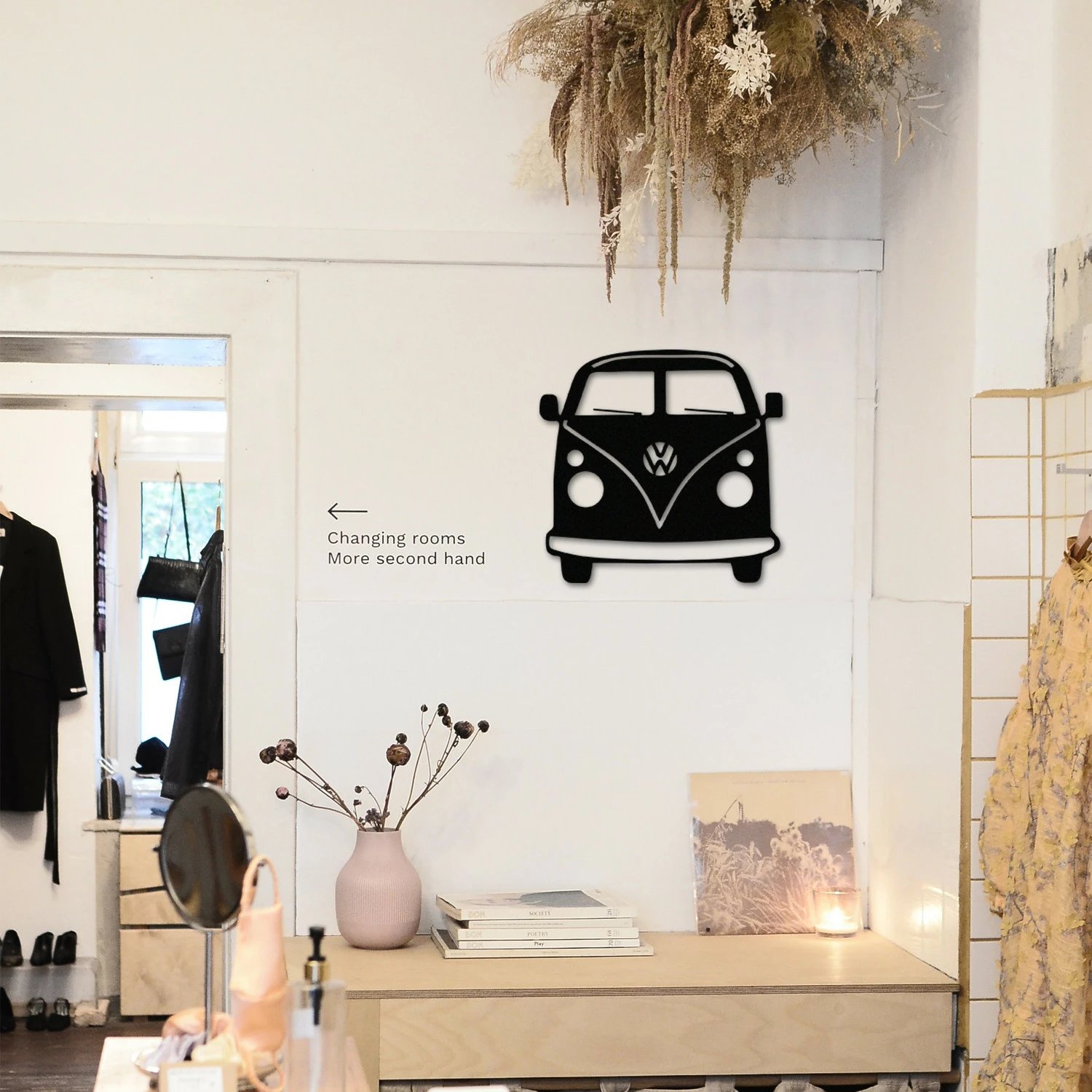 Aksesor dekorativ metalik për mur, dizajn Vosvos, ngjyrë e zezë, 32x36cm