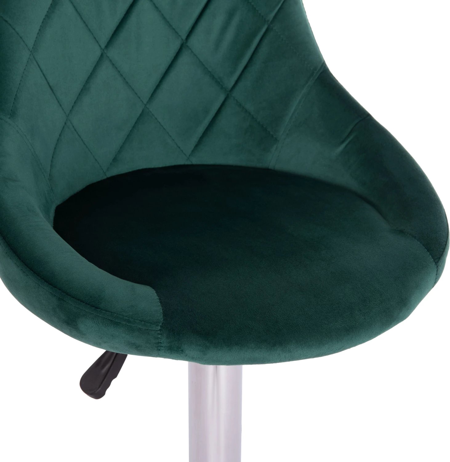 Karrige për bar ROSE, bazë dhe sustë kromi, kadife jeshile cypress, 48x45x105cm, set prej 2 copë