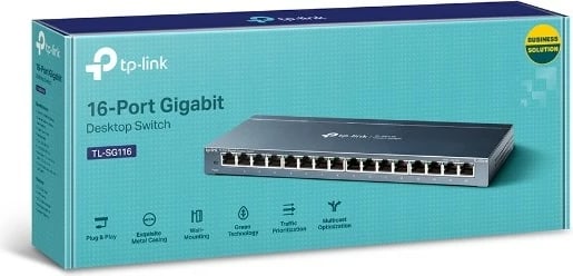Switch TP-LINK TL-SG116, 16 porta Gigabit, Desktop, Gri