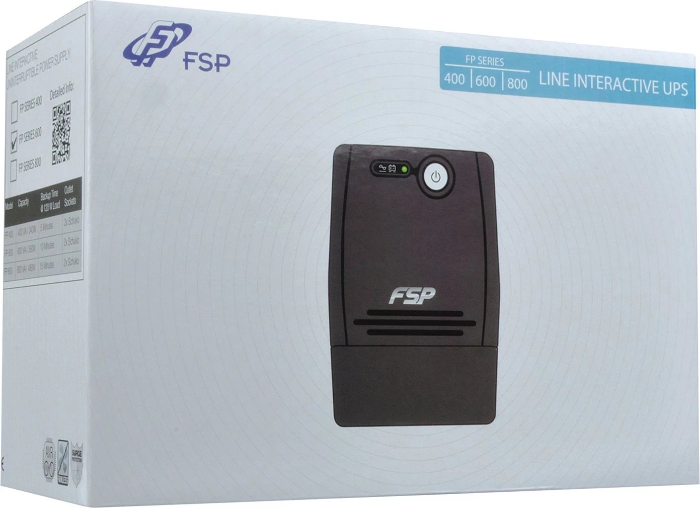 FSP FP 800 uninterruptible power supply (UPS) Line-Interactive 0.8 kVA 480 W 2 AC outlet(s)