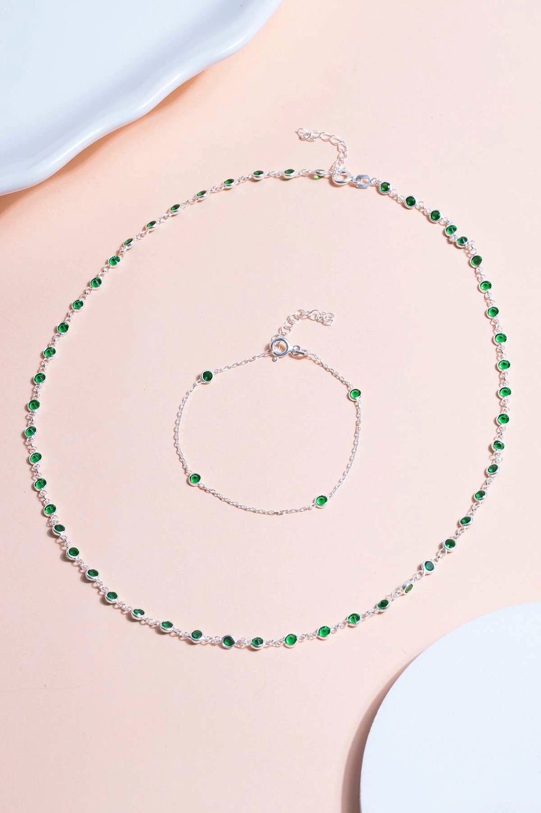 Set varëse e vathë argjendi, ngjyrë e gjelbër, Jumeon, TFNY65230