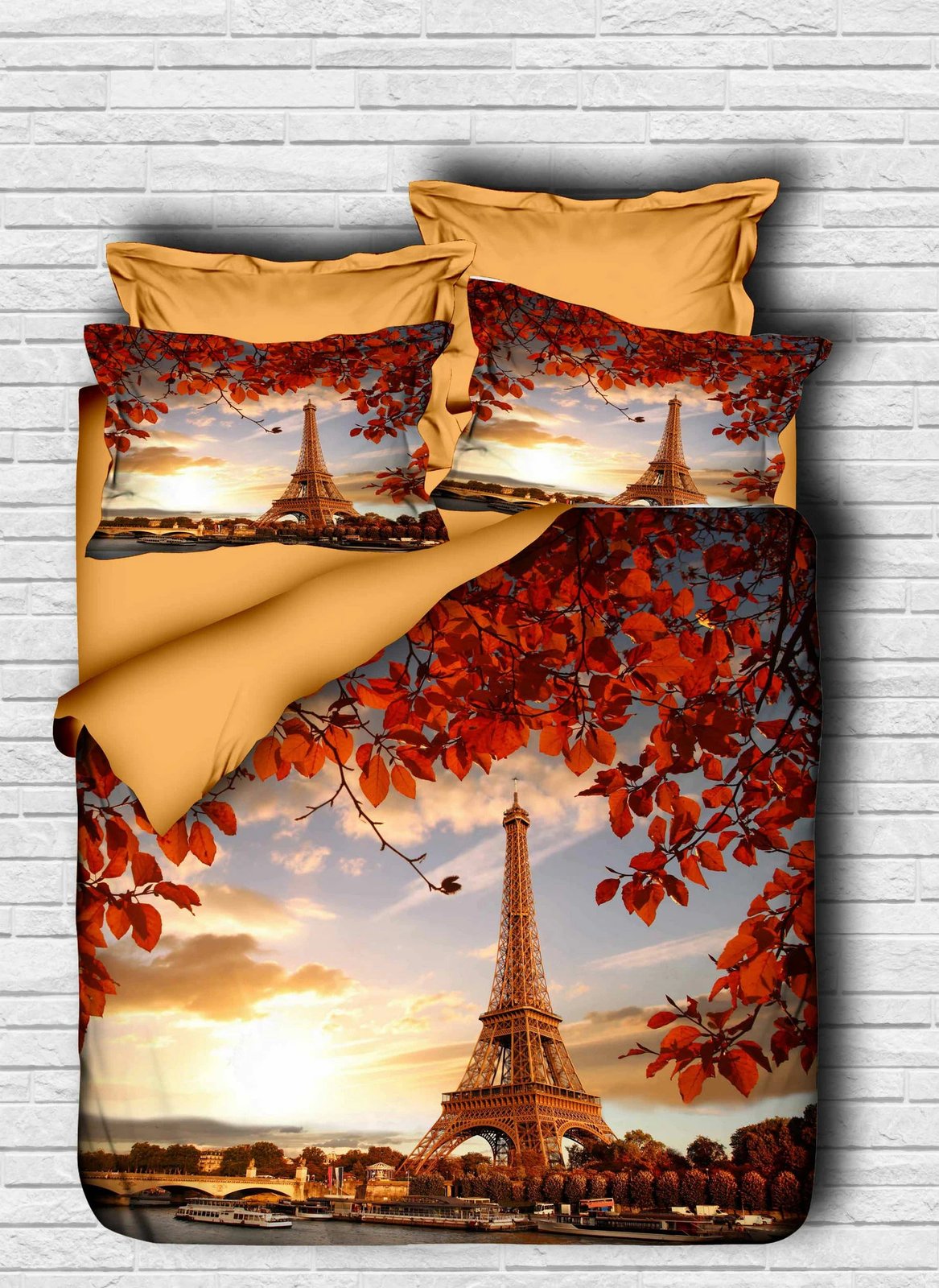 Set mbulesë për jorgan king size, L'essentiel, ngjyrë kafe, kaltër, bardhë, 3 pjesë