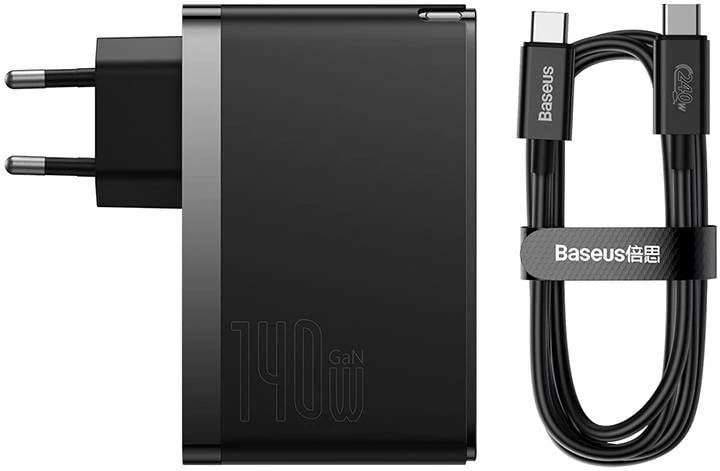 Karikues muri Baseus GaN5 Pro, 140W, 2x USB-C + USB-A, i zi me kabllo USB-C