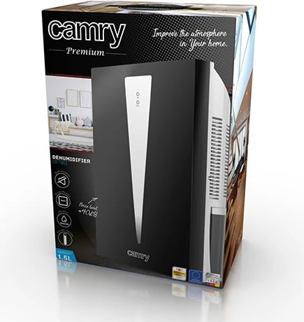 Largues lagështie, Adler, CR 7903, 750 ml/24h, rezervuar 1.5 L, për hapësira deri 30 m², 85–100W, i zi