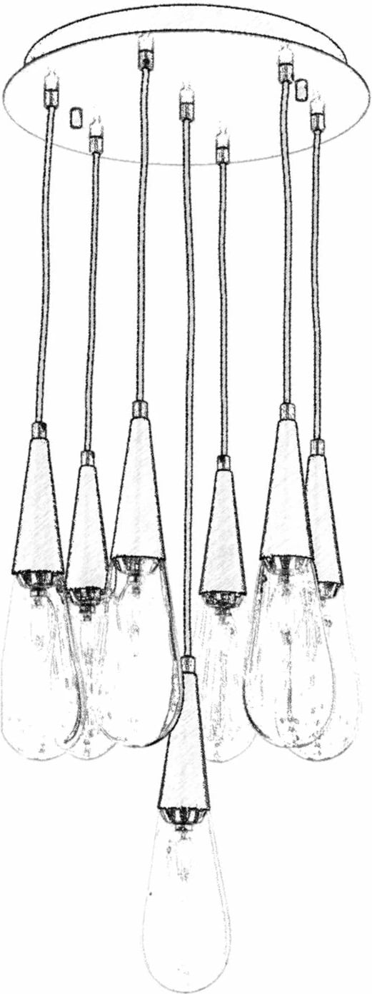 Llambë tavani industriale Opviq, AV-4236-7ET, ngjyrë antike, 90x40cm, 7xE14