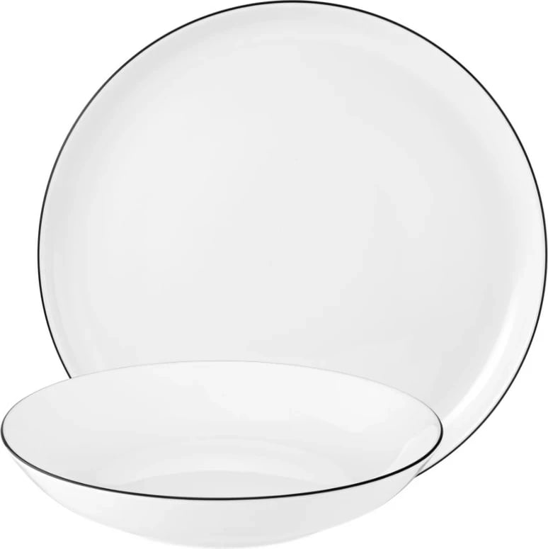 Set pjatash porcelani Seltmann Weiden Lido Round, 12 copë, Bardhë