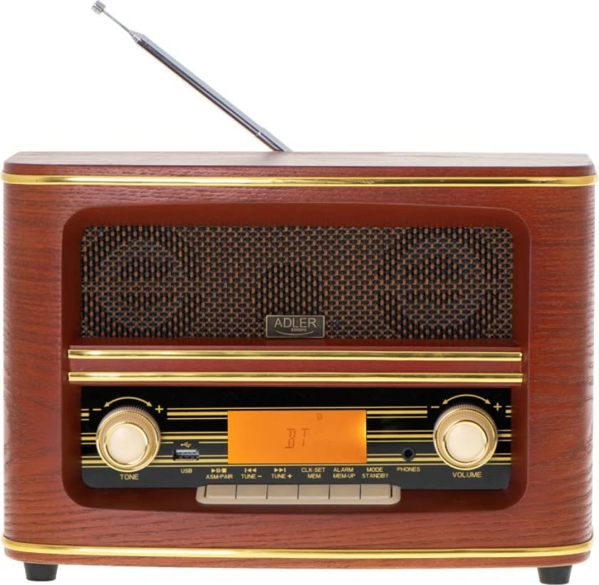 Radio retro Adler AD1187 me Bluetooth, USB, FM, ngjyrë dru